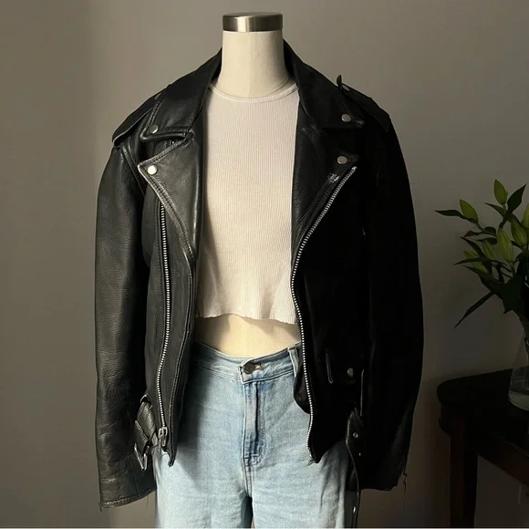 SOLD Vintage Leather Moto Jacket - Picture 1 of 7